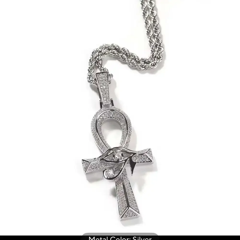 Silver Ankh Cross Pendant With 14 Ad